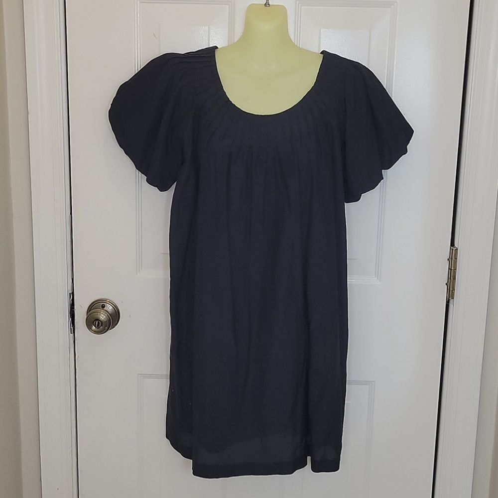 Kensie black dress with pleats around neck